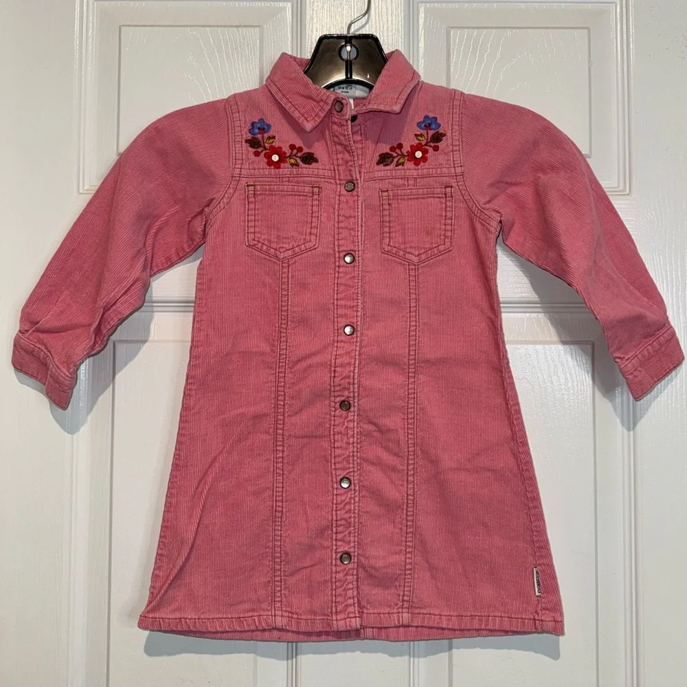 OshKosh B'gosh Pink Embroidered Corduroy Girls Dress. Size 4T